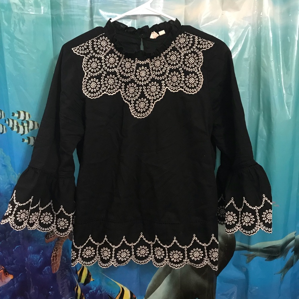 Embroidered Eyelet Blouse